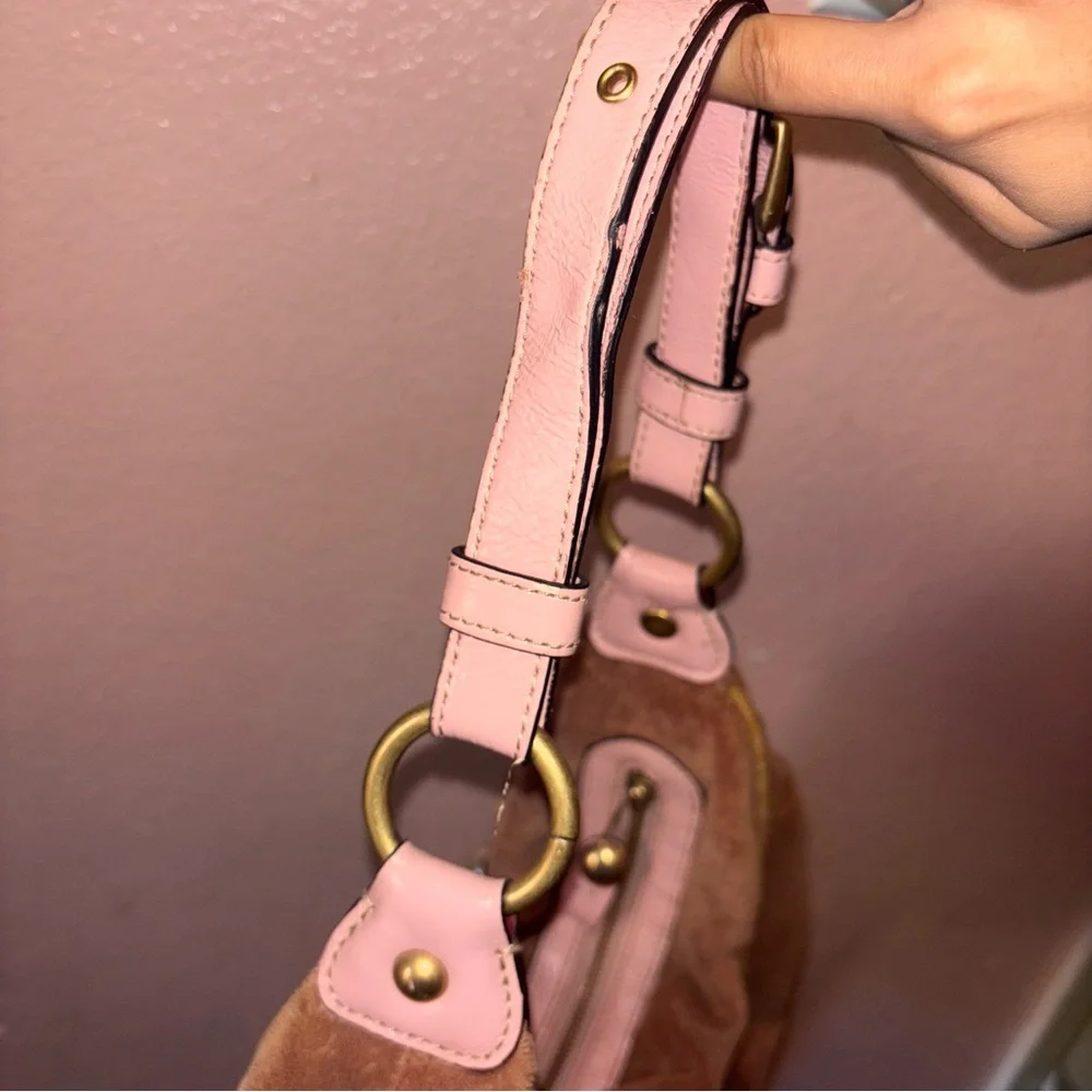 Vintage Y2K juicy couture terry cloth shoulder bag brown and pink